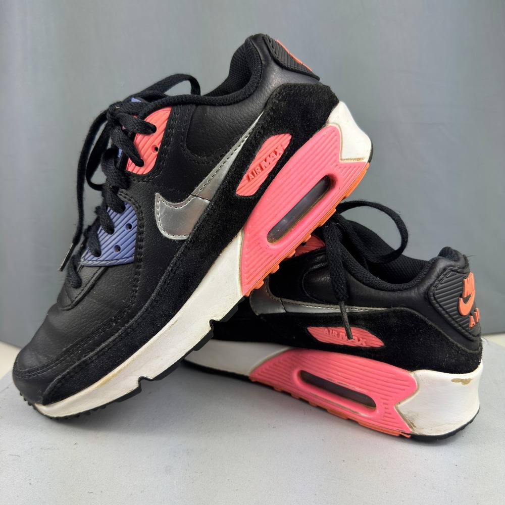 Nike Air Max 90 LTR Big Kids 5.5Y Black Pink Silver CD6864-011 Sneakers